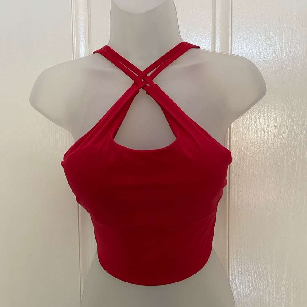 Mira Luxe Red Strappy Halter Top Sz S